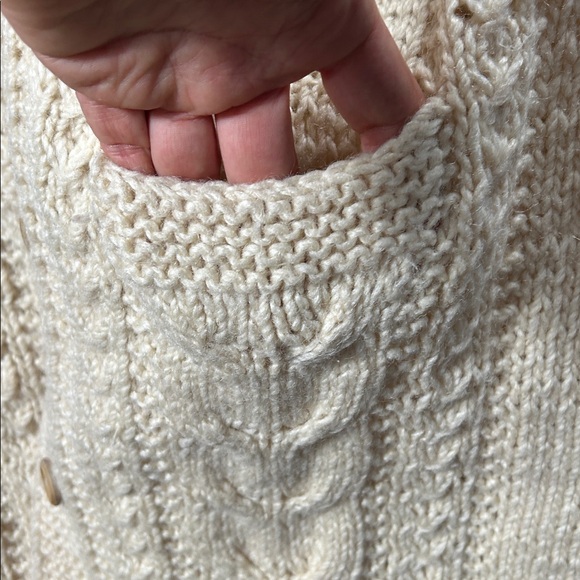 Handmade Cream Knit Long Cardigan size small vintage - Picture 12 of 12
